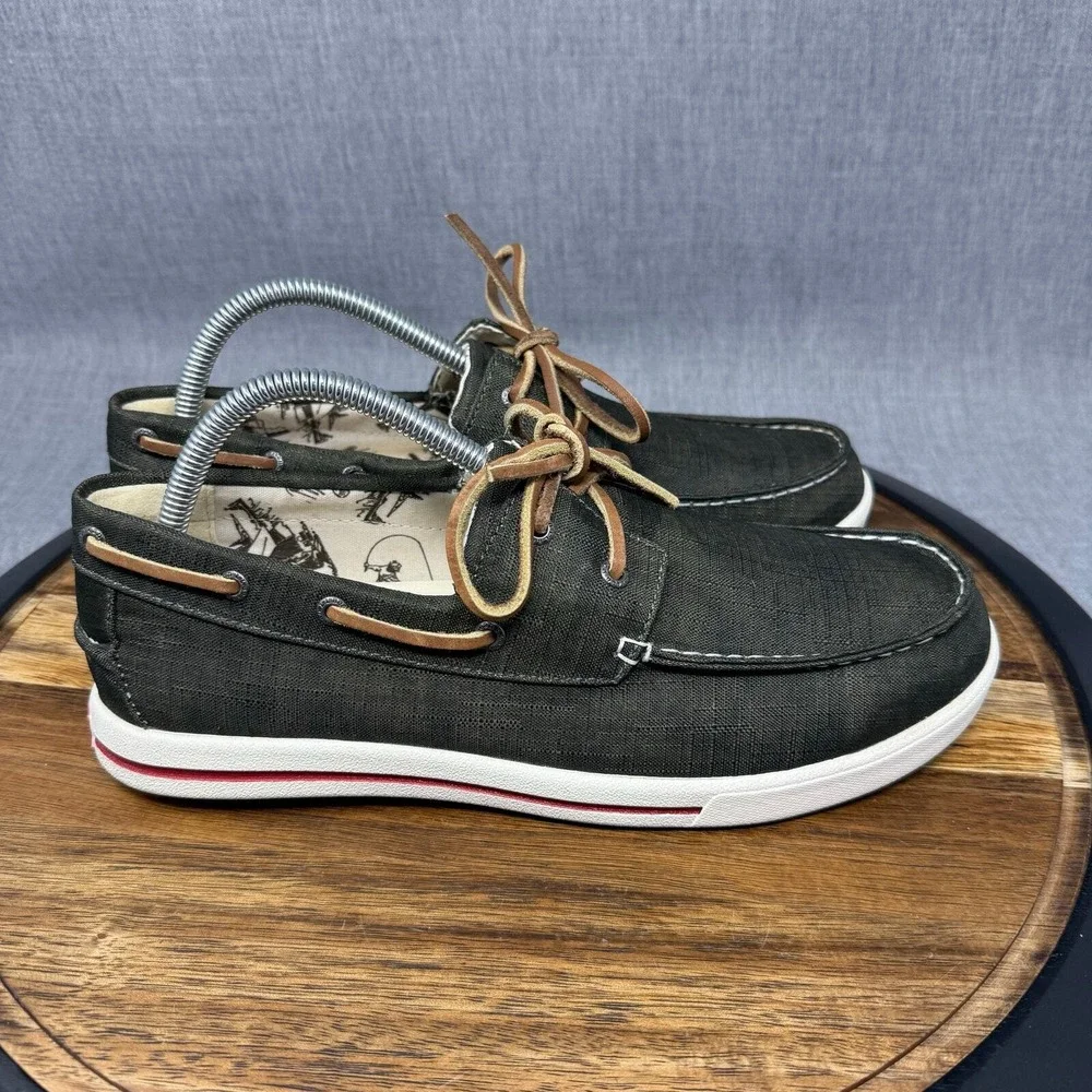 LL Bean Boat Shoes Men's 8.5 Sunwashed Canvas Green Loafers Casual